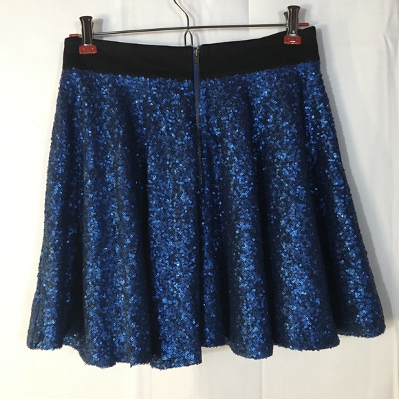 MINKPINK Blue Sequin Fit and Flare Skirt - Picture 6 of 9